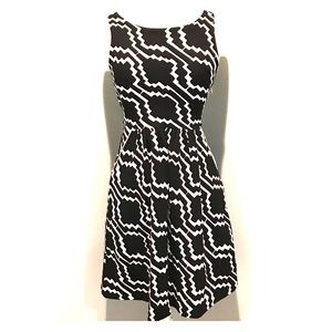 Anthropologie Black/White Fit And Flare Dress NWT